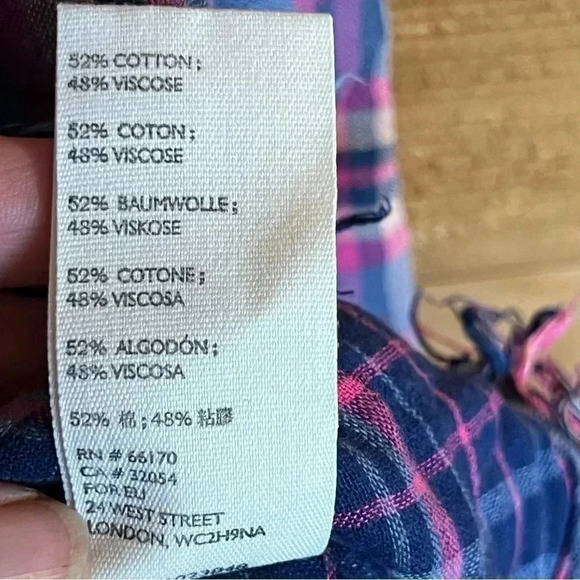 WOMEN'S PRE-WORN Medium‎ MUMU BLUE ELASTIC WAIST Flare and fringe bottom flannel - Picture 8 of 9